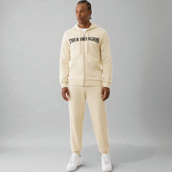 True Religion Men's Fleece Sweatsuit 2 Piece Tracksuit Matching Hoodie Joggers - Picture 10 of 16